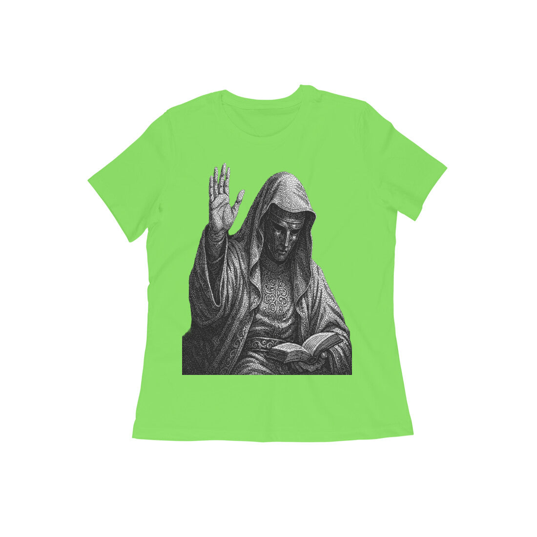 Front View - The Silent Rishi — Women’s Tee Liril Green