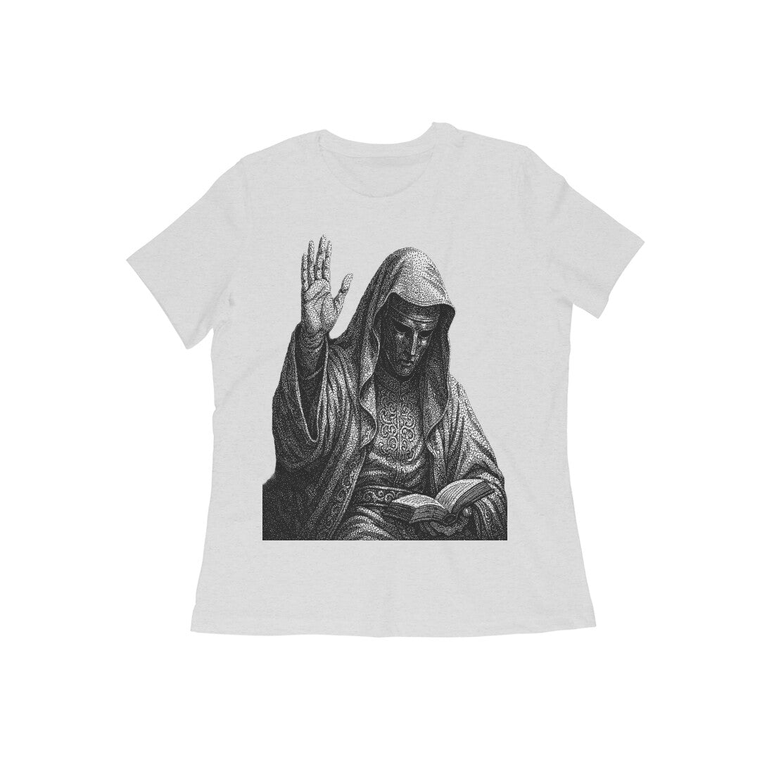 Front View - The Silent Rishi — Women’s Tee Melange Grey