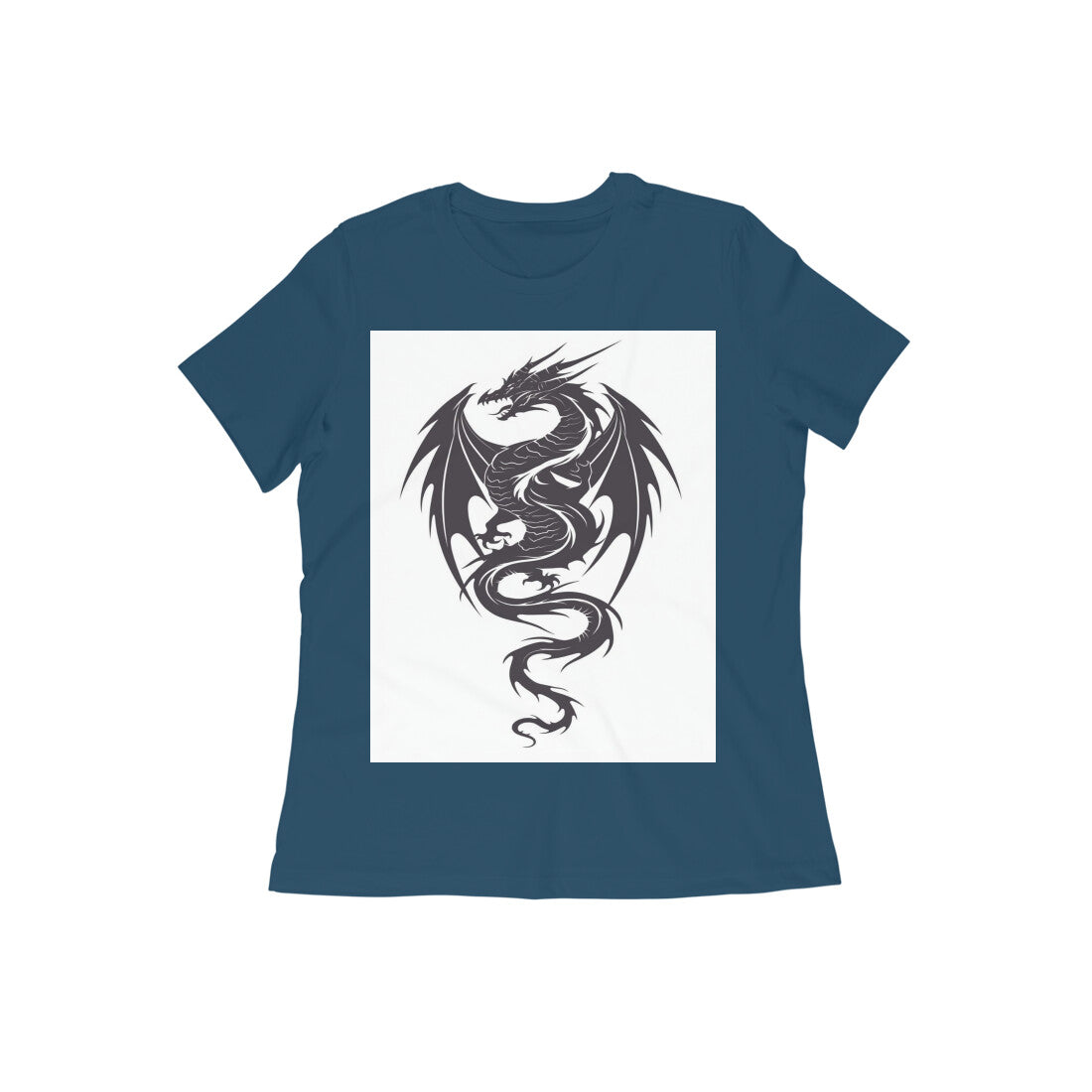 Front View - Dragon's Fury — Women’s Tee Navy Blue