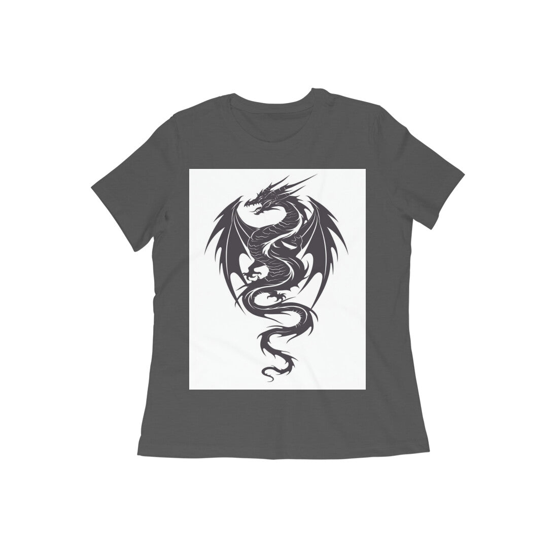 Front View - Dragon's Fury — Women’s Tee Charcoal Grey