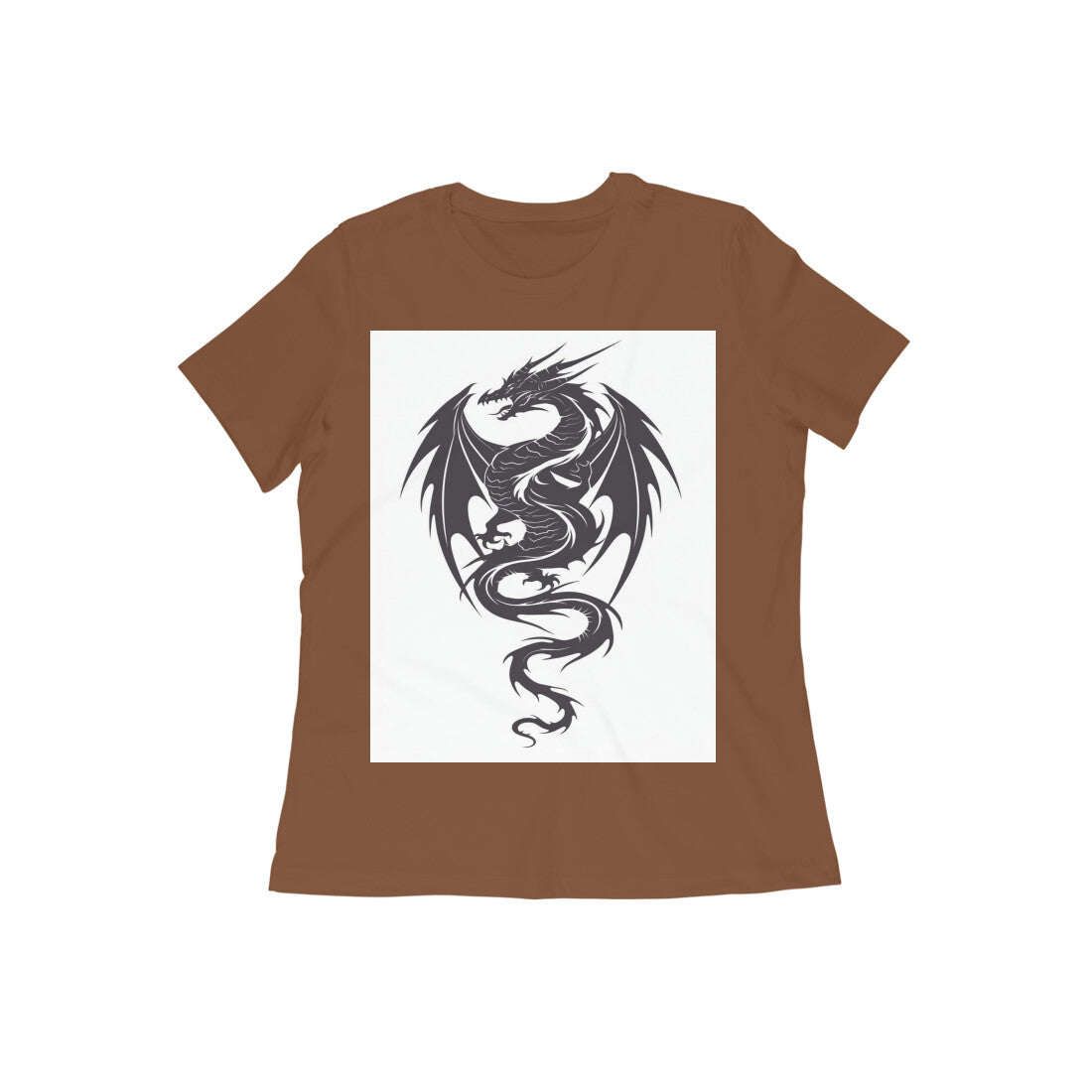 Front View - Dragon's Fury — Women’s Tee Coffee Brown