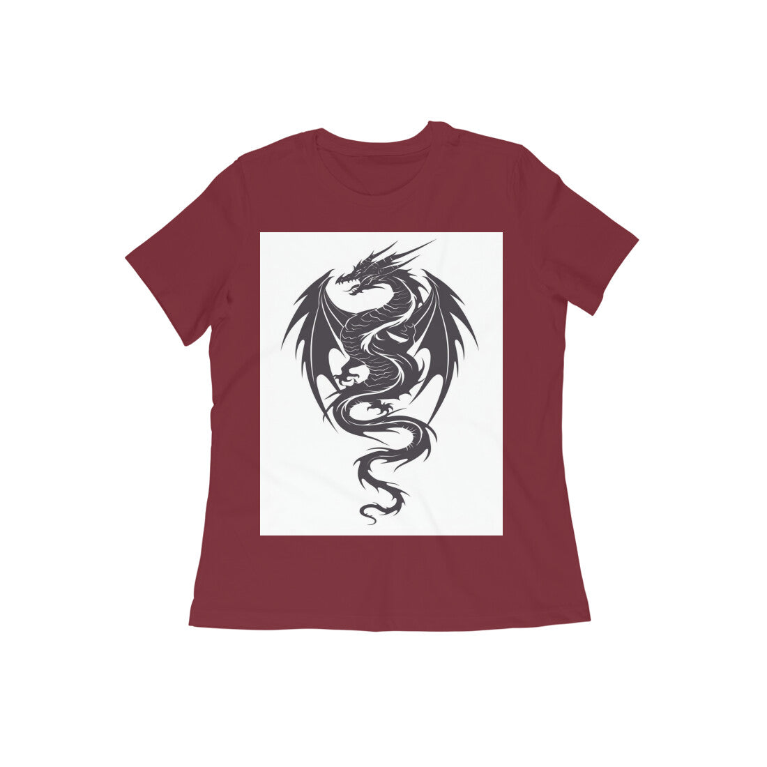 Front View - Dragon's Fury — Women’s Tee Maroon