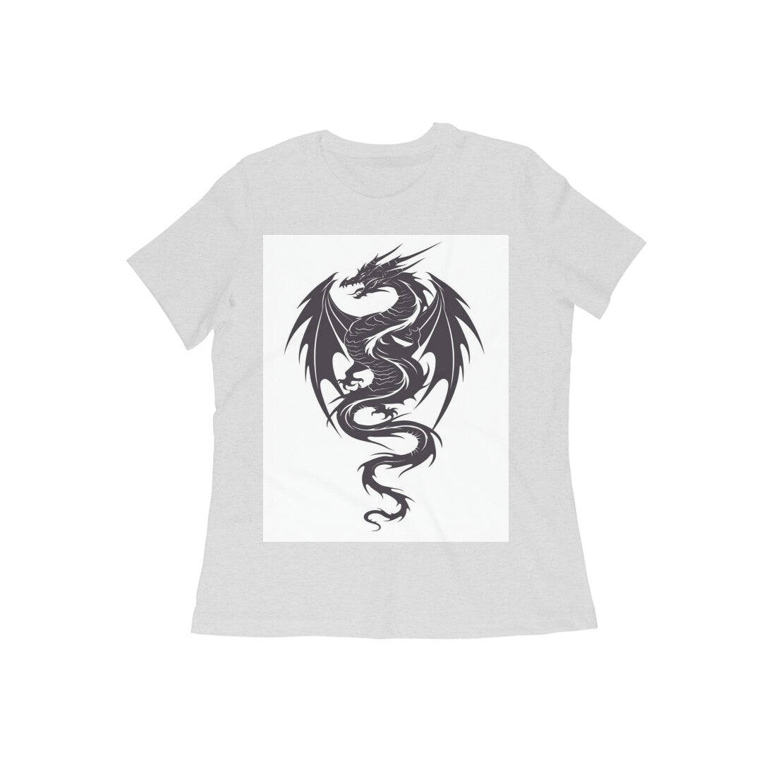 Front View - Dragon's Fury — Women’s Tee Melange Grey