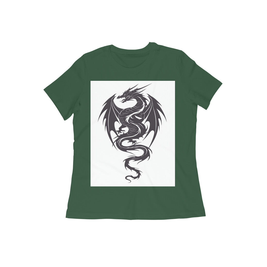 Front View - Dragon's Fury — Women’s Tee Olive Green