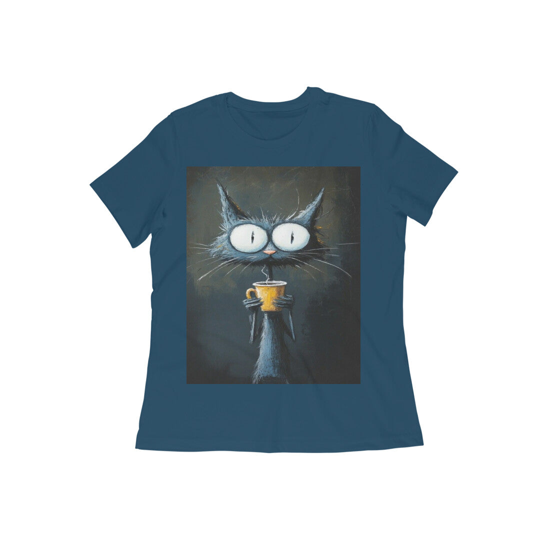 Front View - Whisker Wake — Women’s Tee Navy Blue