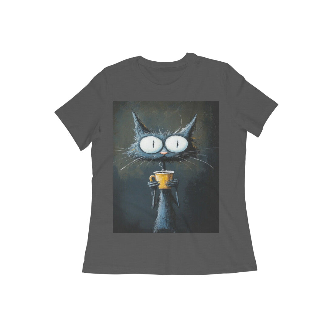 Front View - Whisker Wake — Women’s Tee Charcoal Grey