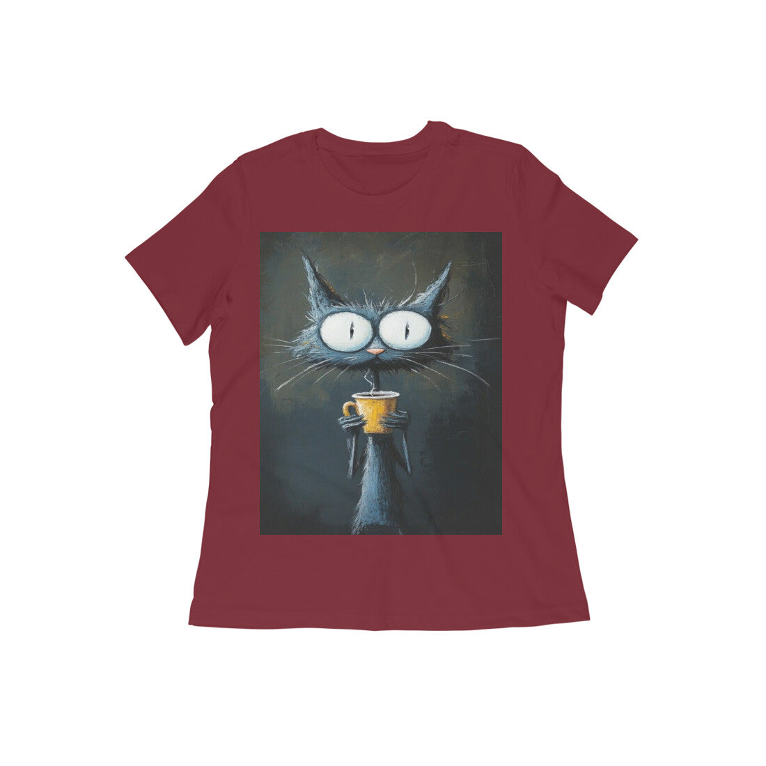 Front View - Whisker Wake — Women’s Tee Maroon