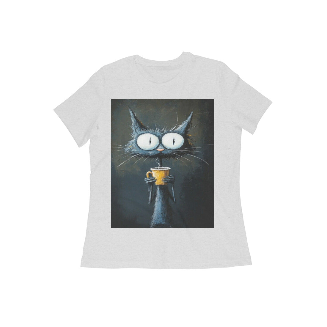 Front View - Whisker Wake — Women’s Tee Melange Grey