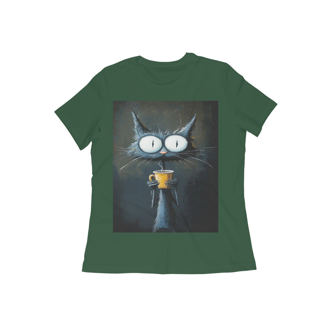 Front View - Whisker Wake — Women’s Tee Olive Green