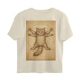 Front View - Feline Vitruvian — Oversized Tee Off White