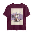 Front View - Gully Grin — Oversized Tee Burgundy