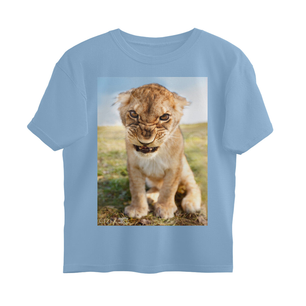 Front View - Untamed Roar — Oversized Tee Baby Blue