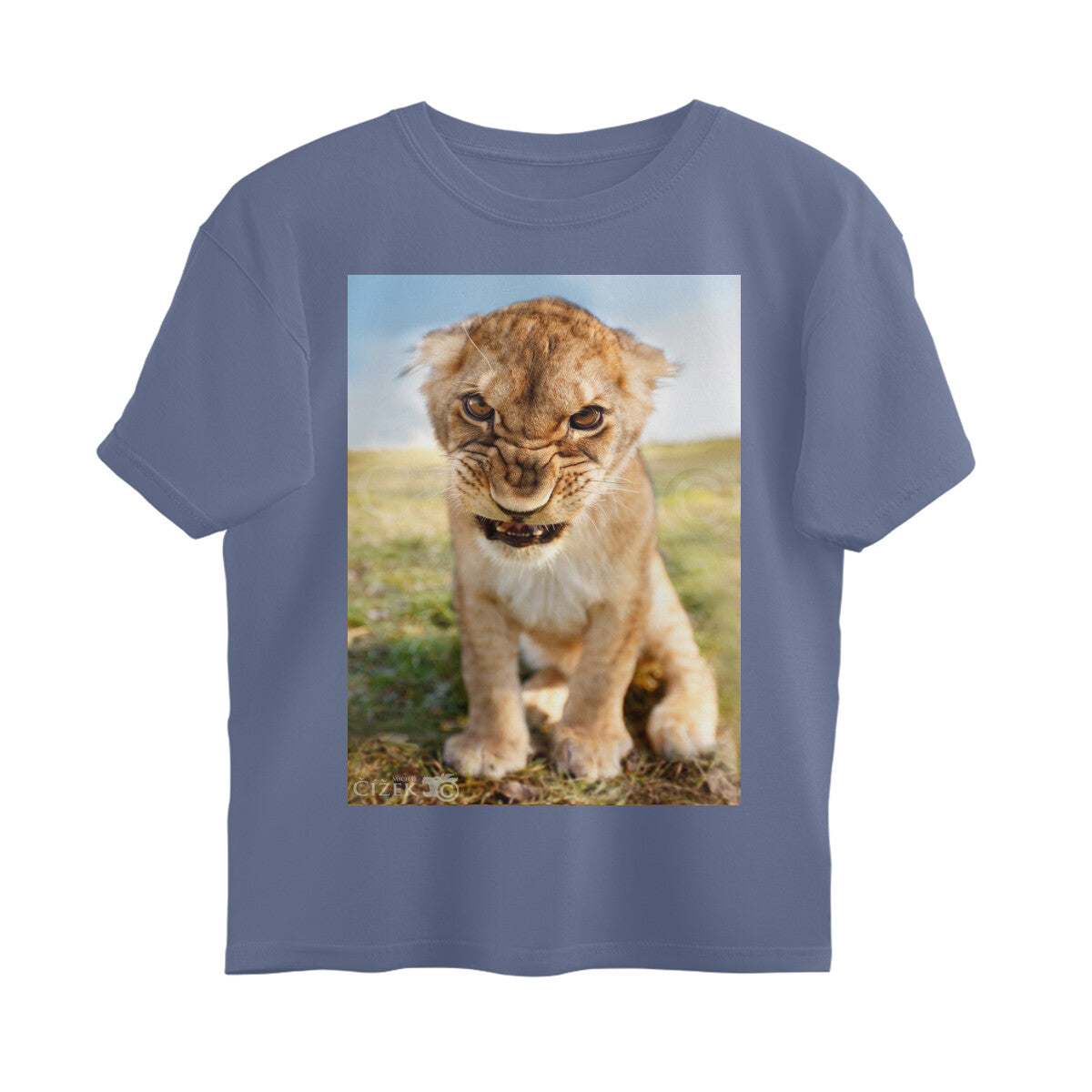 Front View - Untamed Roar — Oversized Tee Steel Grey