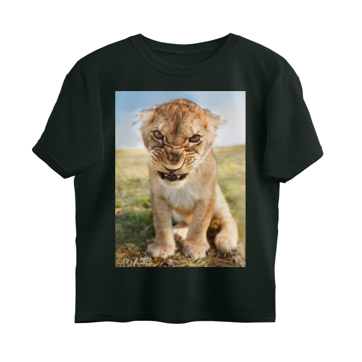 Front View - Untamed Roar — Oversized Tee Bottle Green