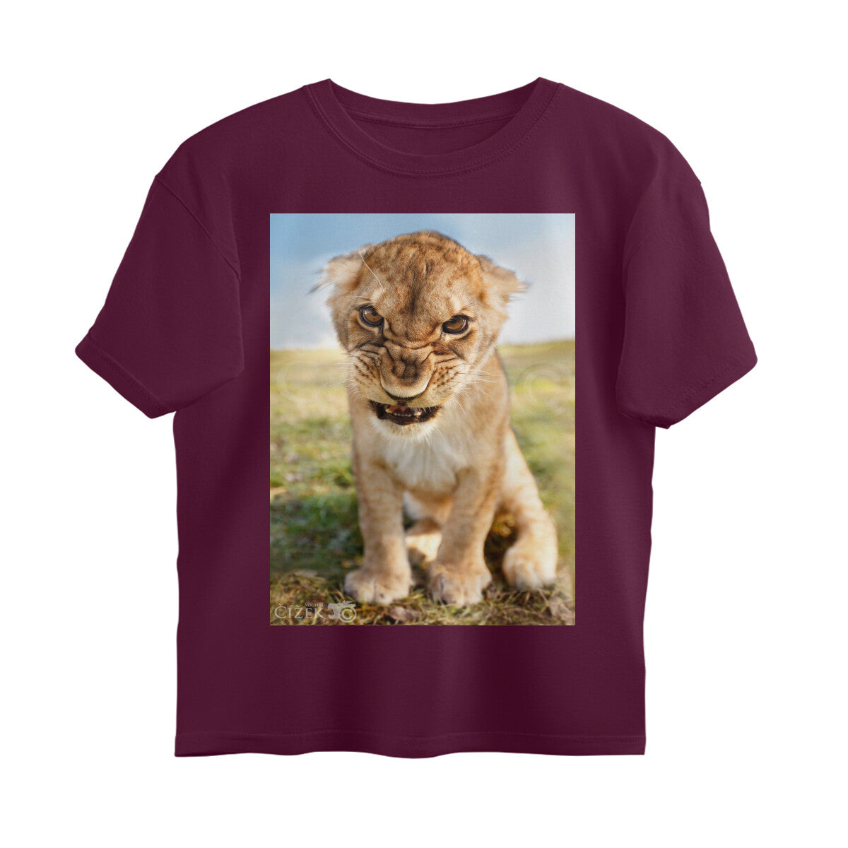 Front View - Untamed Roar — Oversized Tee Burgundy