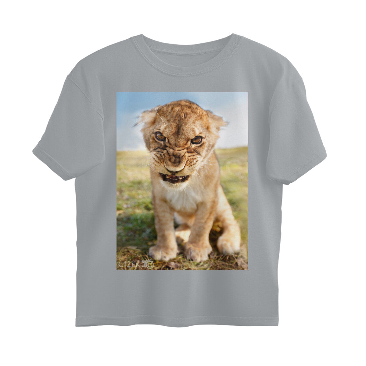 Front View - Untamed Roar — Oversized Tee Silver Frost