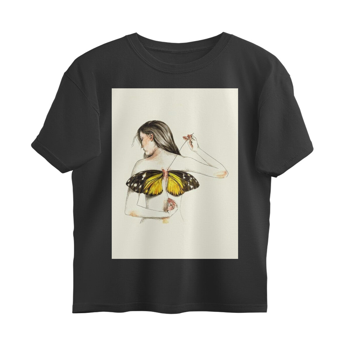 Front View - Metamorphosis Stitch — Oversized Tee Black