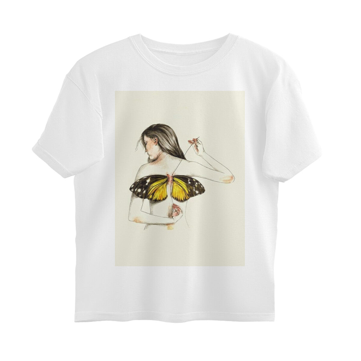 Front View - Metamorphosis Stitch — Oversized Tee White
