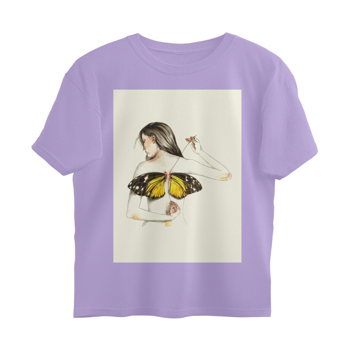 Front View - Metamorphosis Stitch — Oversized Tee Iris Lavender