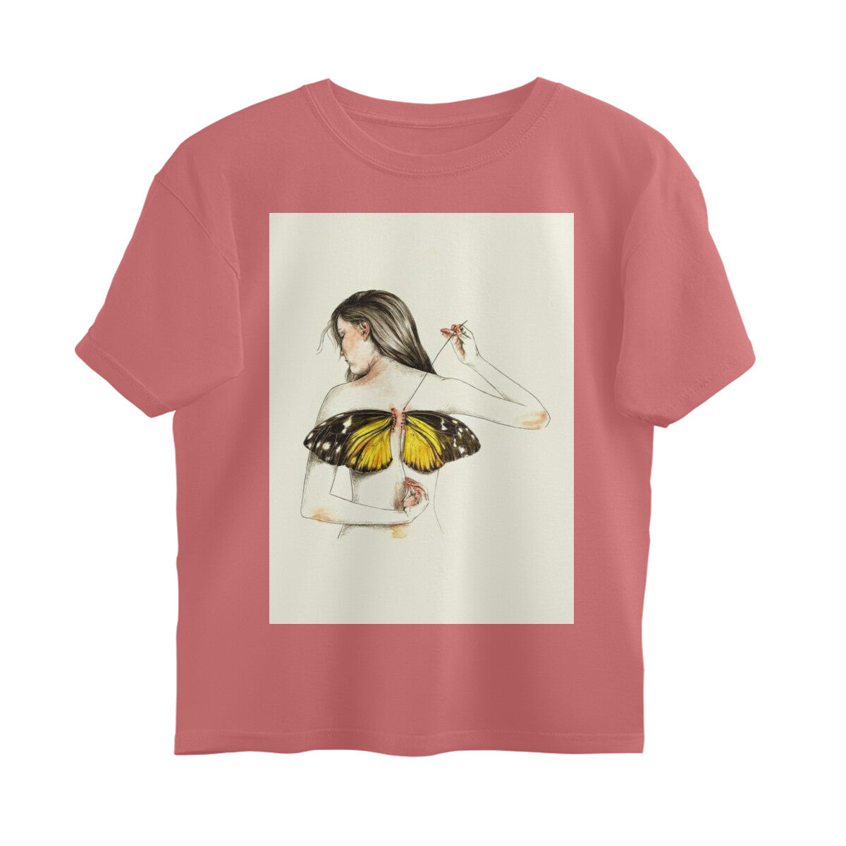 Front View - Metamorphosis Stitch — Oversized Tee Dusty Rose