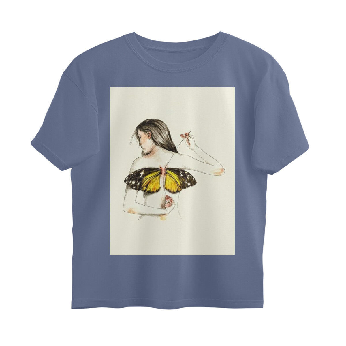 Front View - Metamorphosis Stitch — Oversized Tee Steel Grey