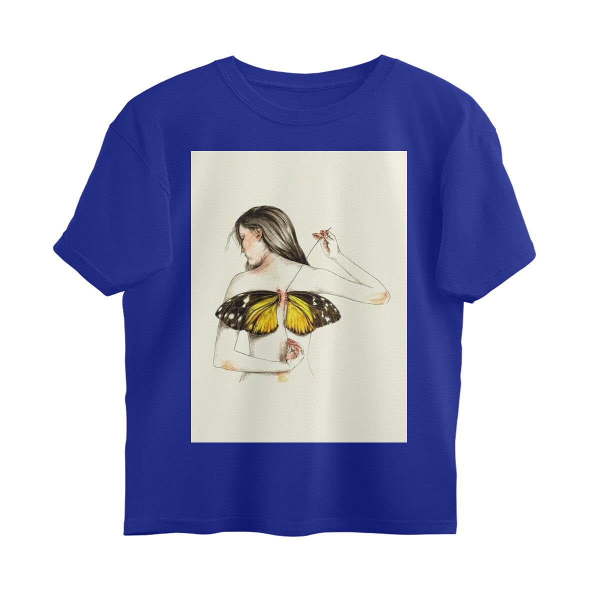 Front View - Metamorphosis Stitch — Oversized Tee Royal Blue