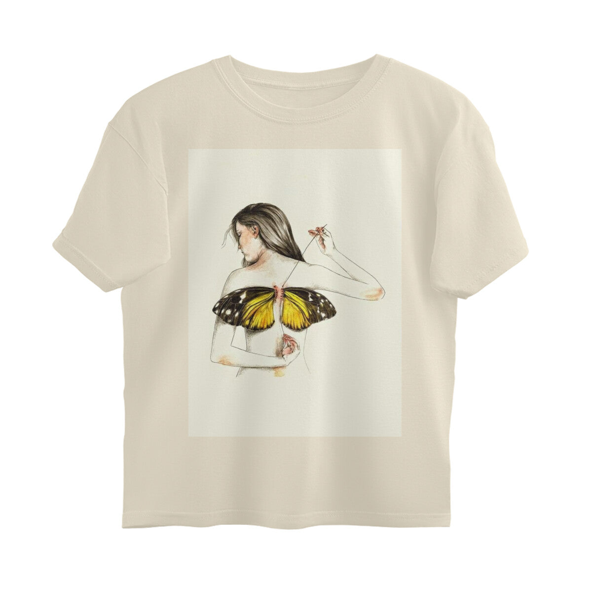 Front View - Metamorphosis Stitch — Oversized Tee Off White