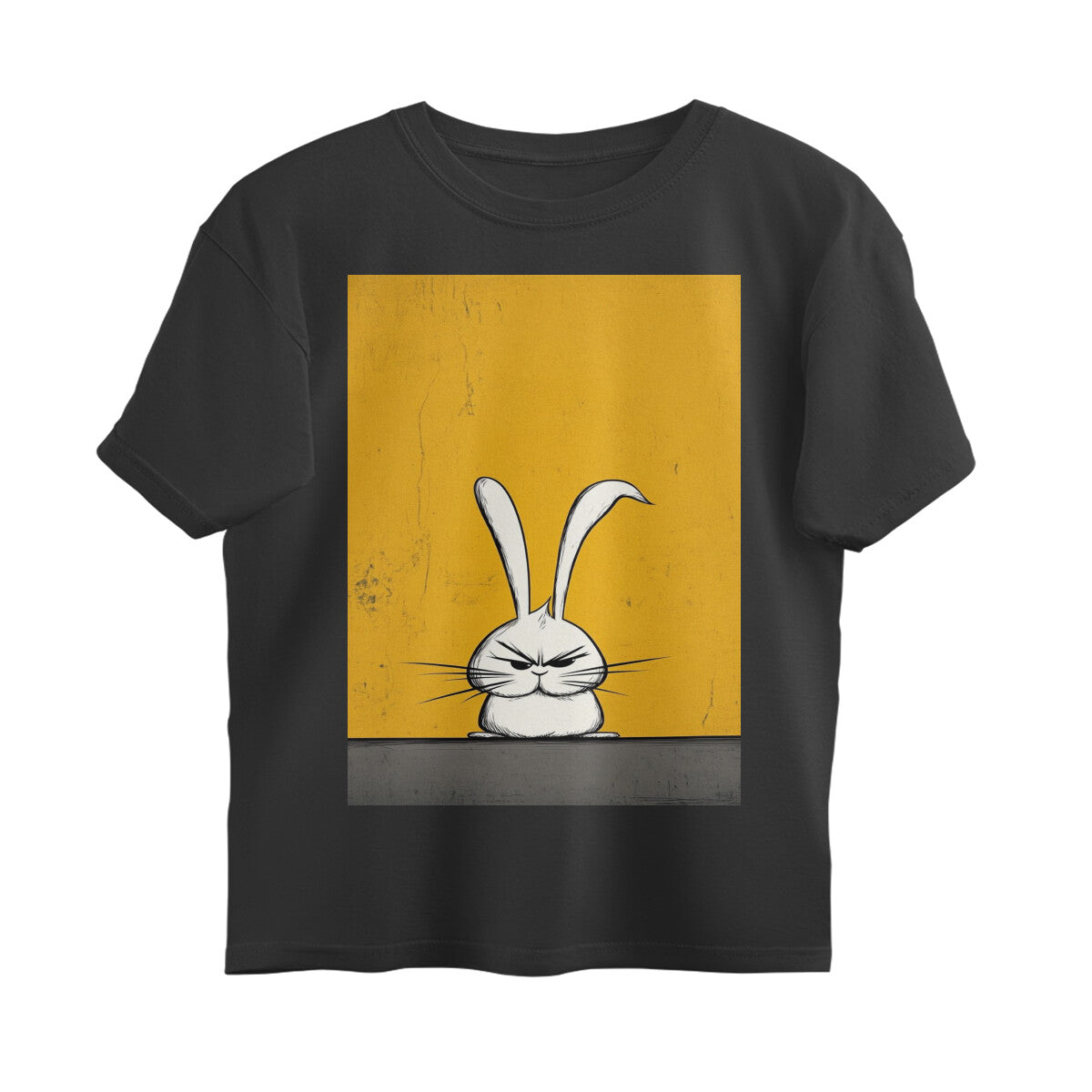 Front View - Grumpy Hare — Oversized Tee Black