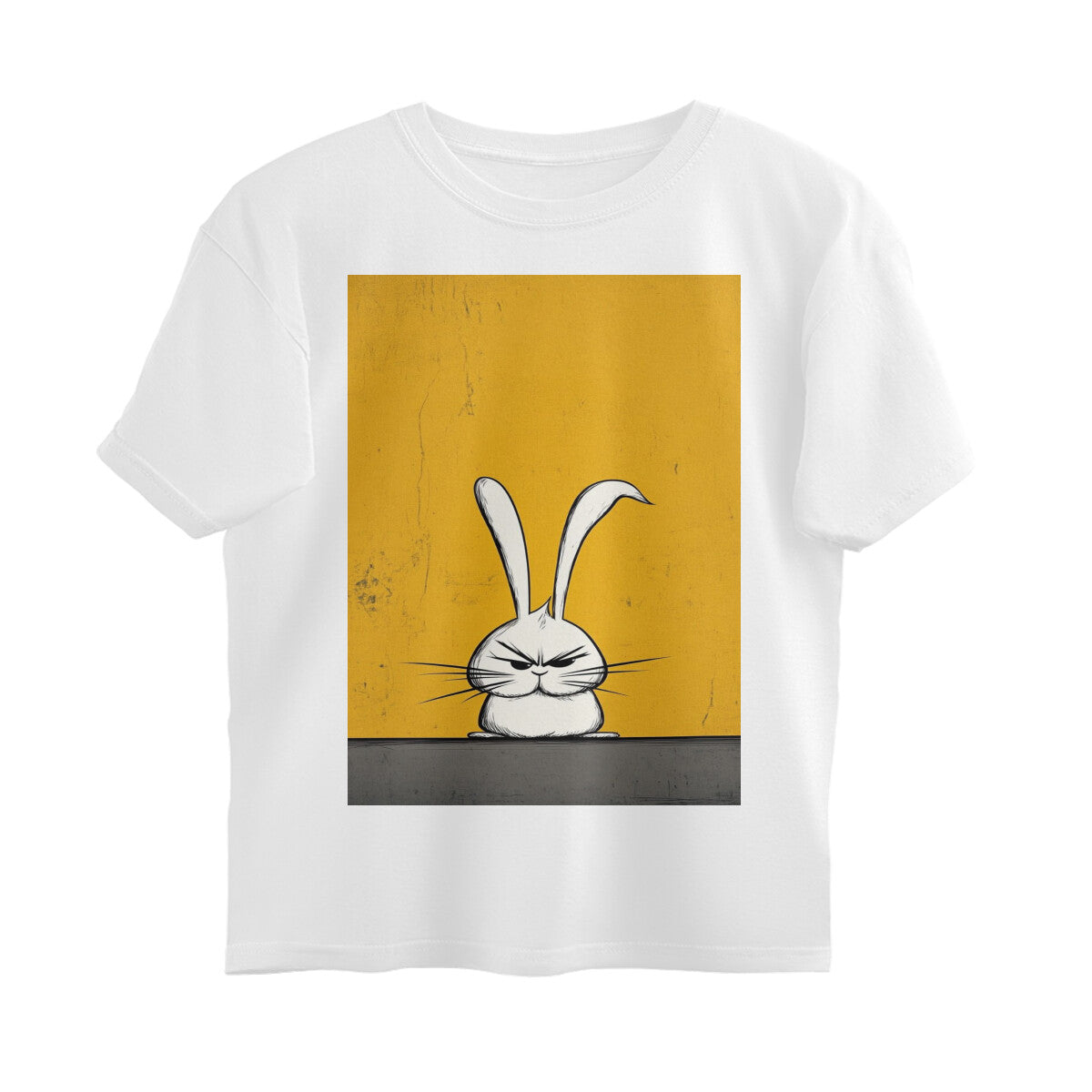 Front View - Grumpy Hare — Oversized Tee White