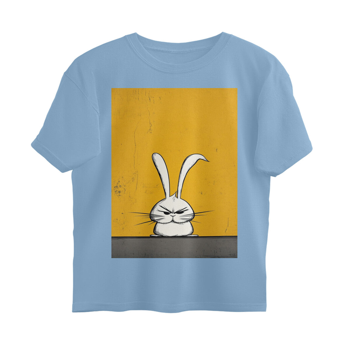 Front View - Grumpy Hare — Oversized Tee Baby Blue