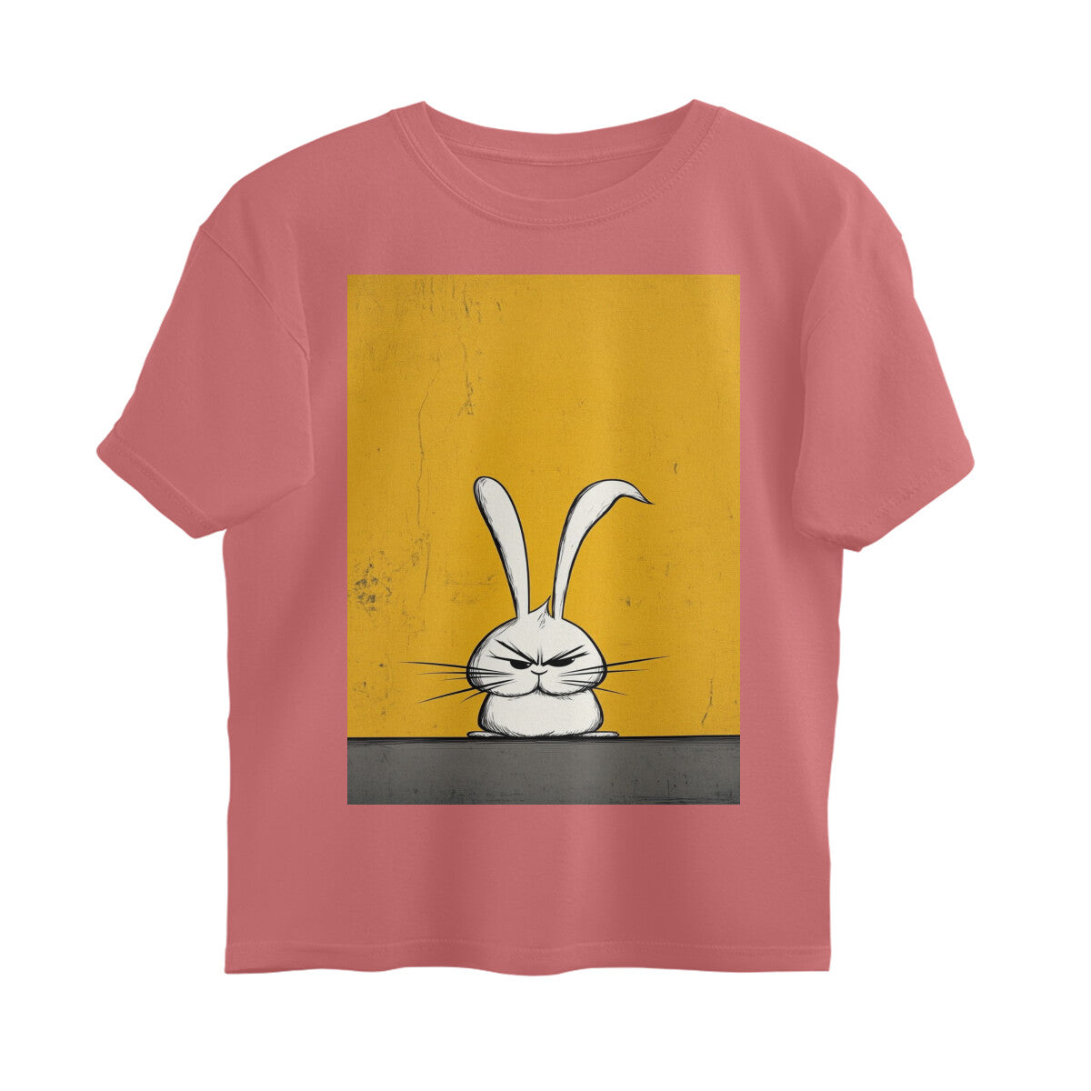 Front View - Grumpy Hare — Oversized Tee Dusty Rose