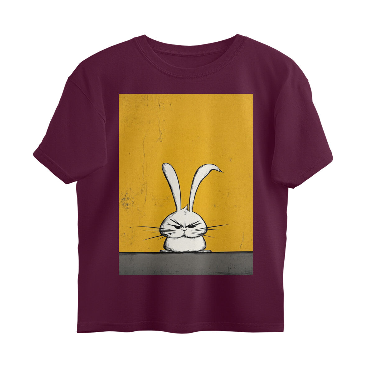 Front View - Grumpy Hare — Oversized Tee Burgundy