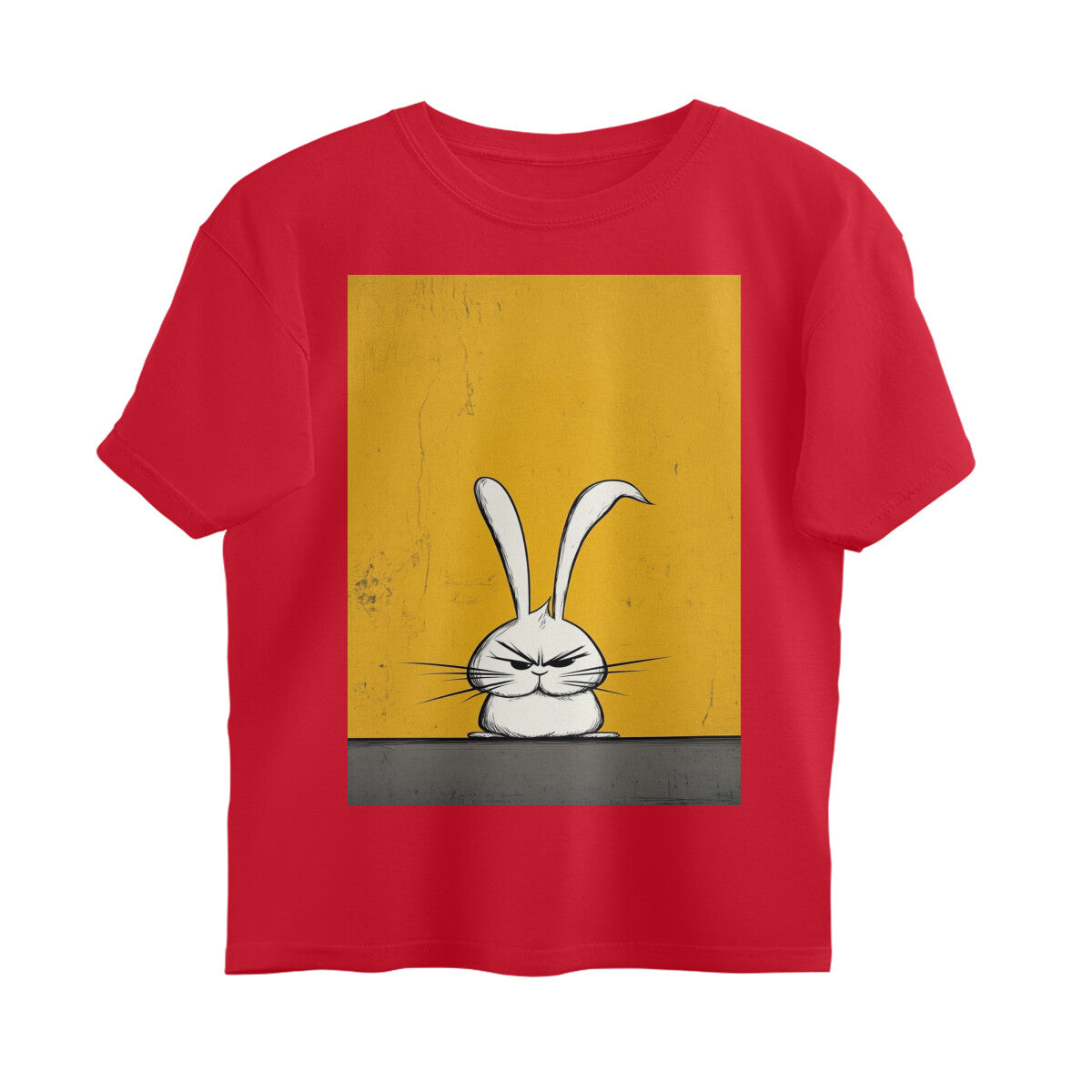 Front View - Grumpy Hare — Oversized Tee Red