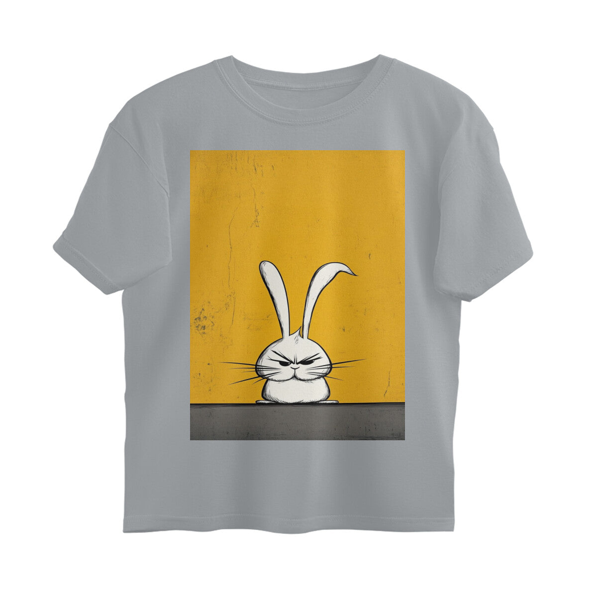 Front View - Grumpy Hare — Oversized Tee Silver Frost