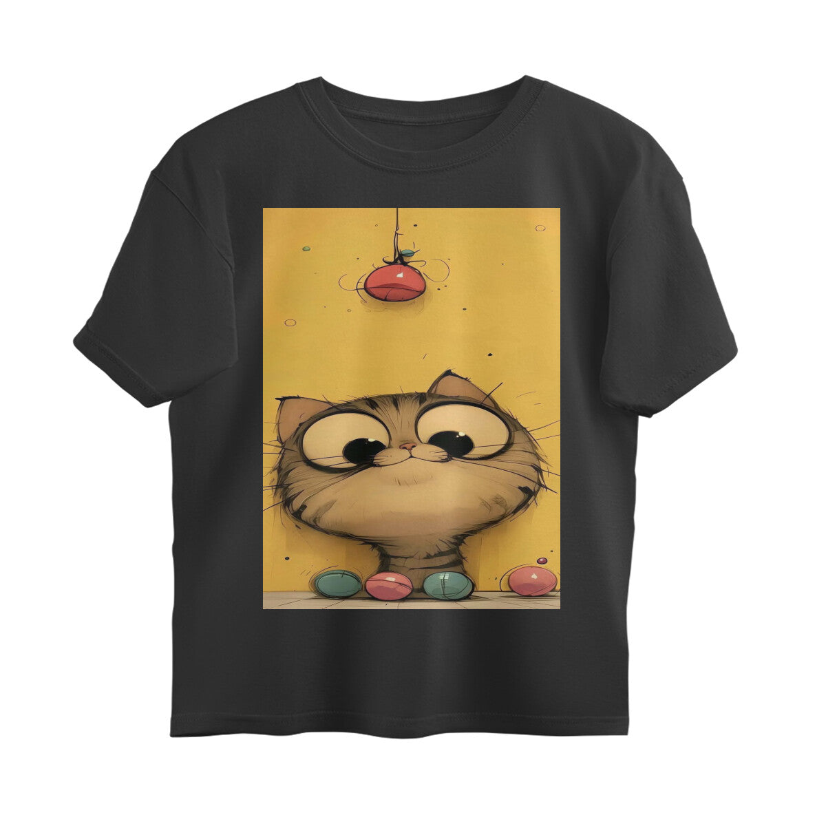Front View - Whisker Watcher — Oversized Tee Black