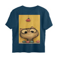 Front View - Whisker Watcher — Oversized Tee Navy Blue