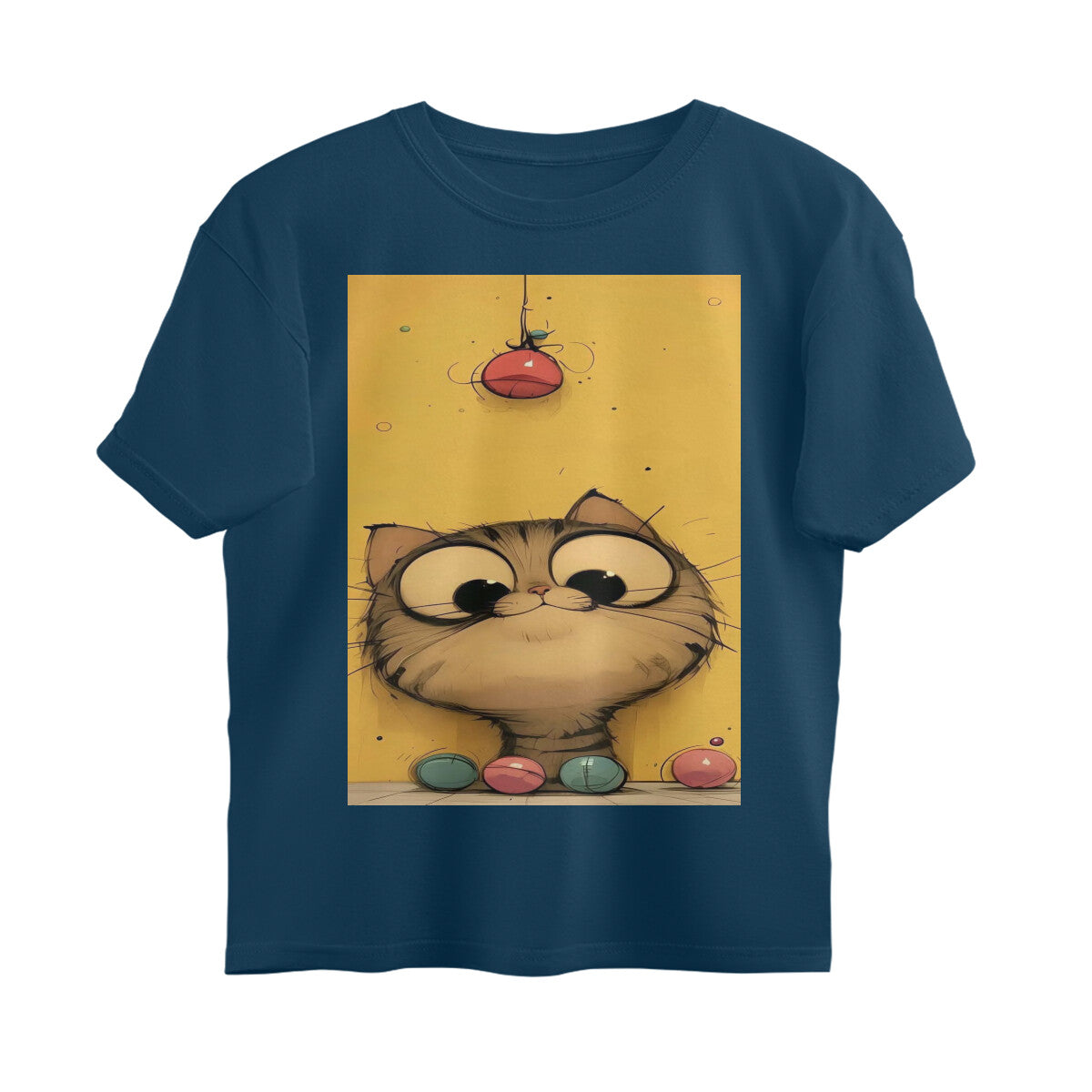 Front View - Whisker Watcher — Oversized Tee Navy Blue