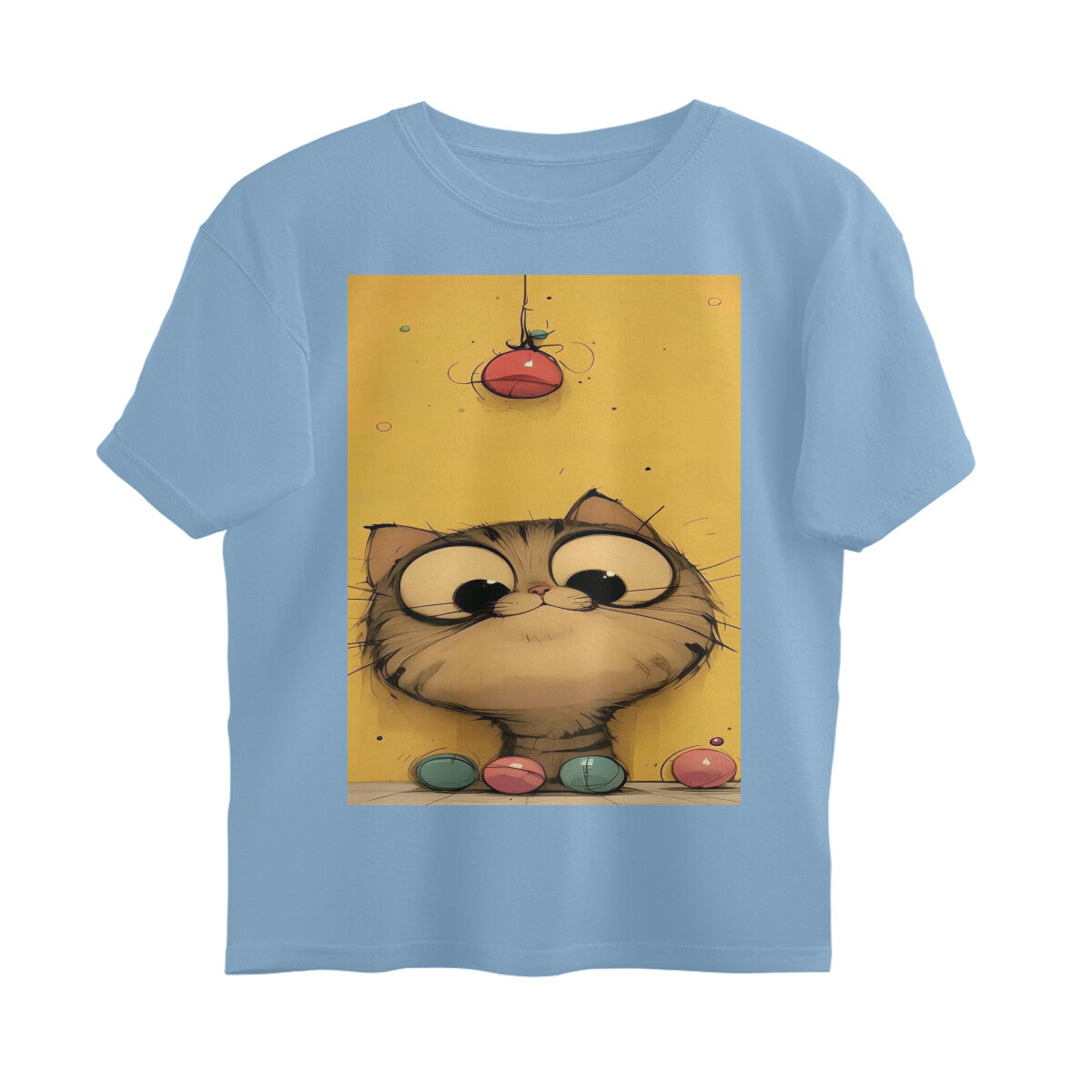 Front View - Whisker Watcher — Oversized Tee Baby Blue