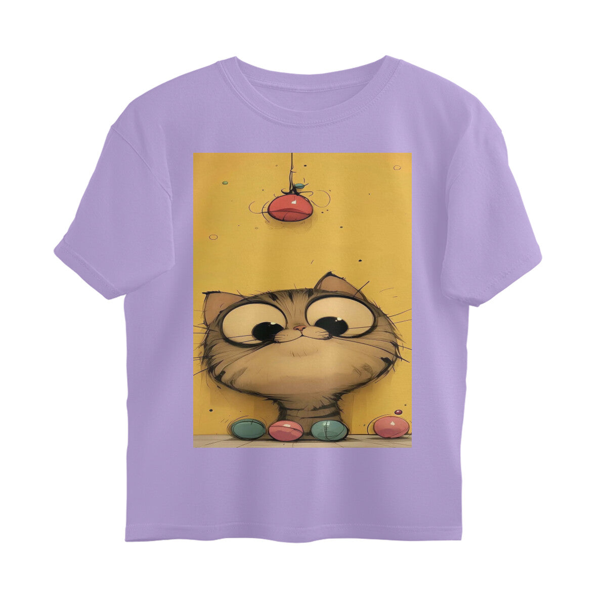 Front View - Whisker Watcher — Oversized Tee Iris Lavender