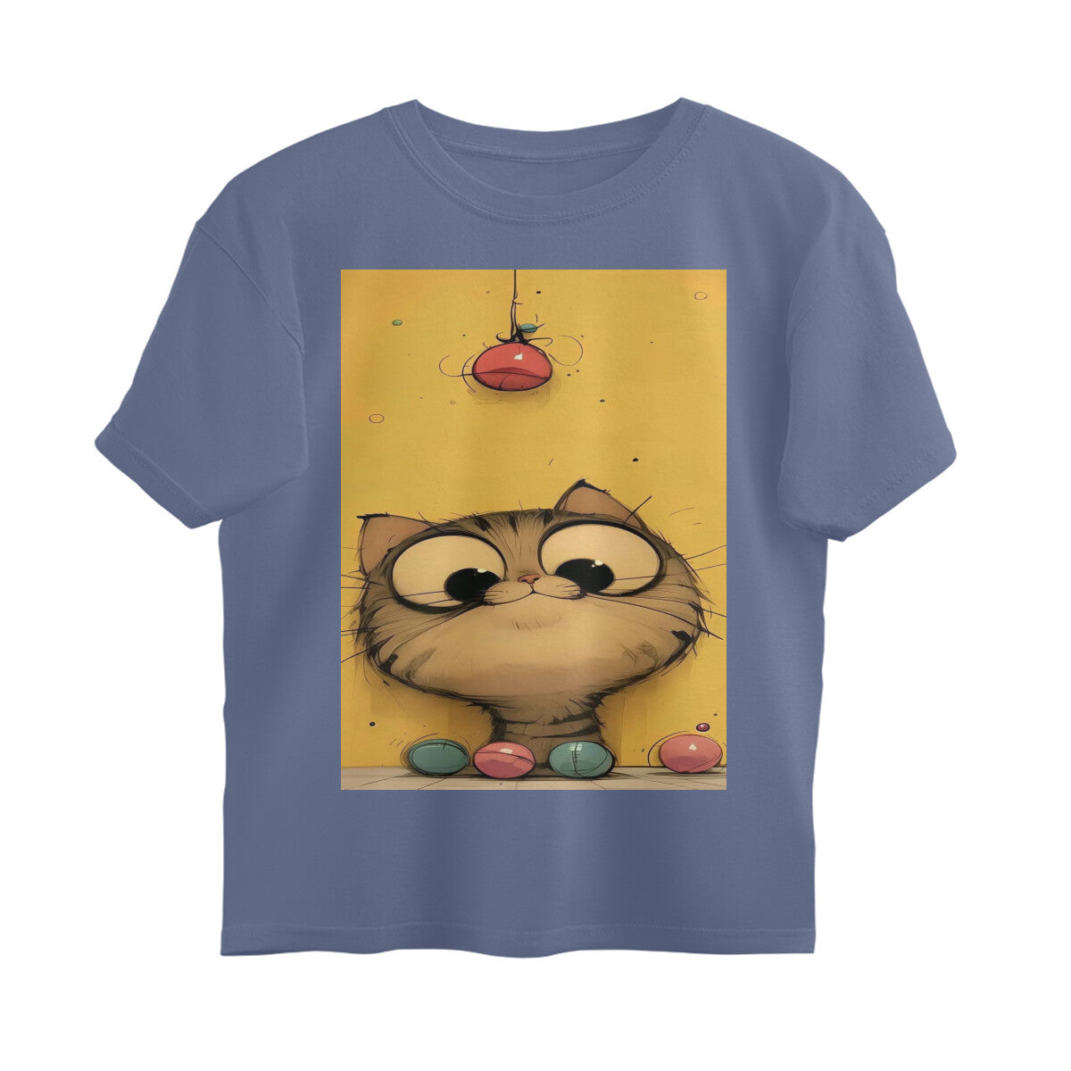 Front View - Whisker Watcher — Oversized Tee Steel Grey