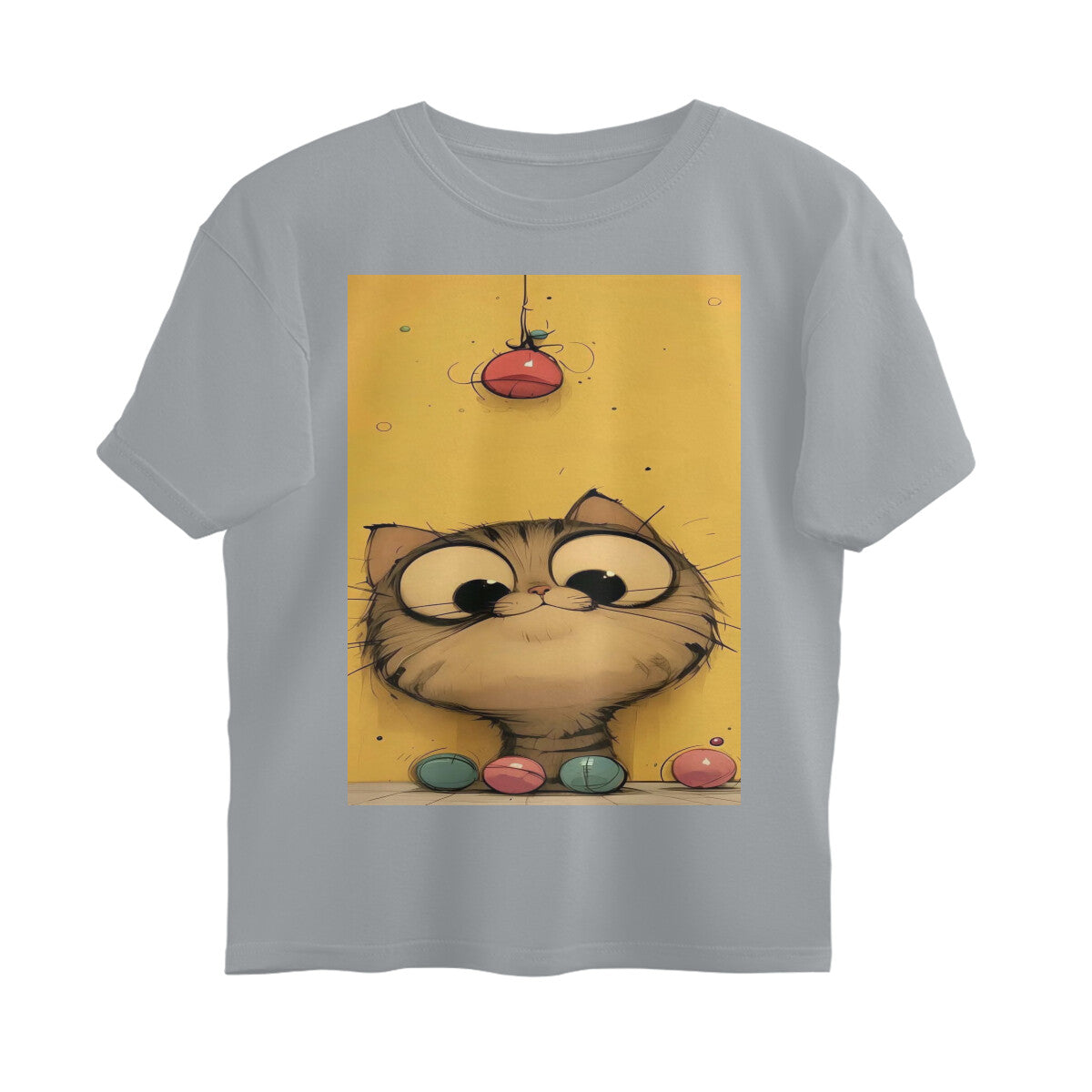 Front View - Whisker Watcher — Oversized Tee Silver Frost