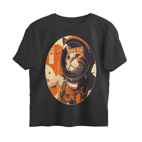 Front View - Cosmic Whisker — Oversized Tee Black