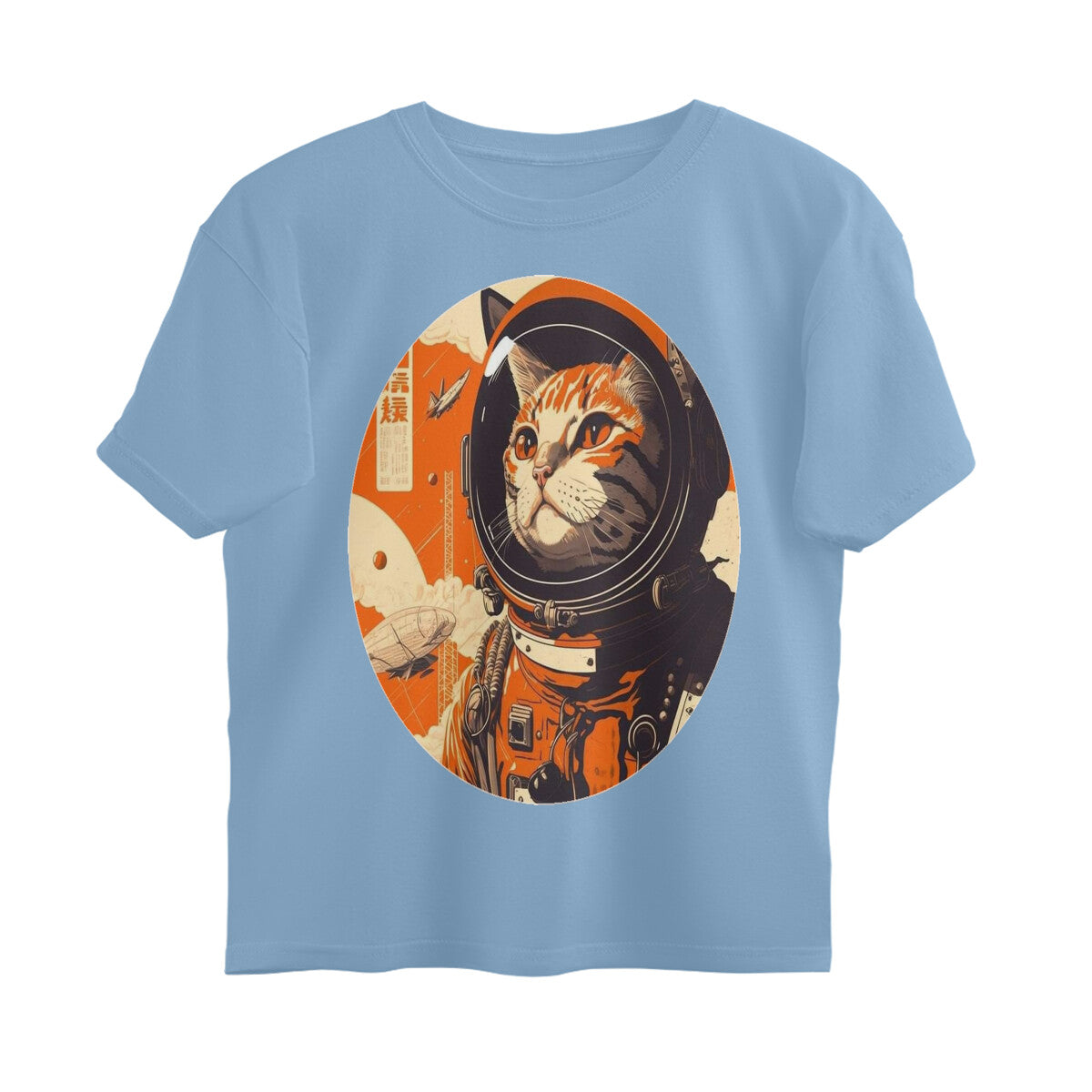 Front View - Cosmic Whisker — Oversized Tee Baby Blue