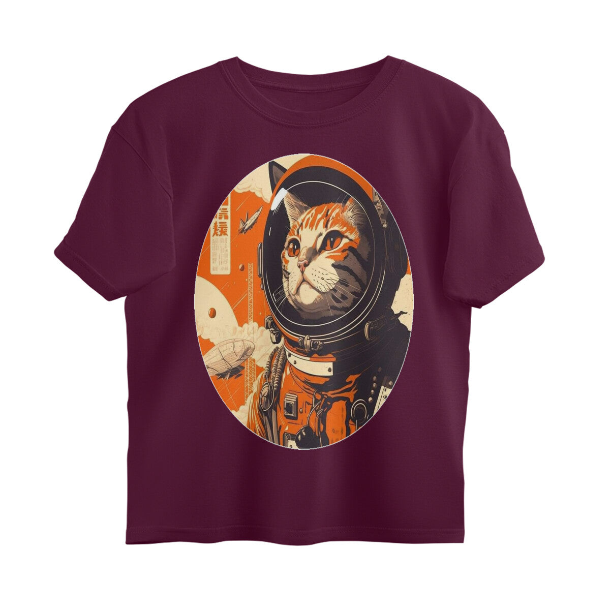 Front View - Cosmic Whisker — Oversized Tee Burgundy