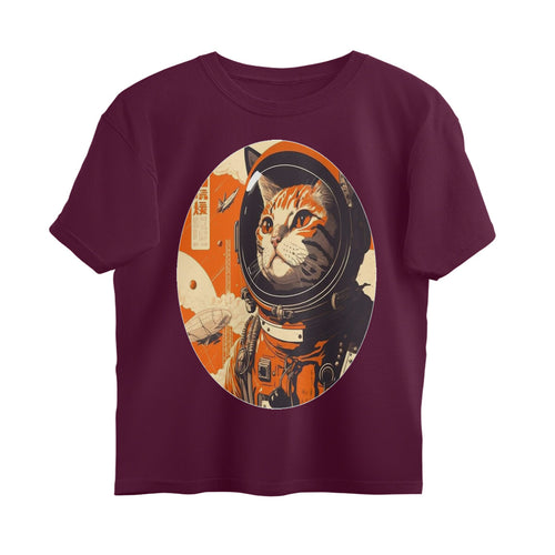 Front View - Cosmic Whisker — Oversized Tee Burgundy