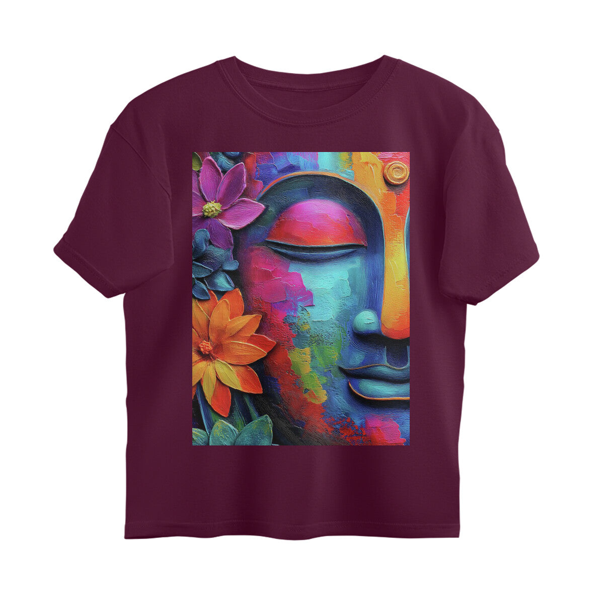 Front View - Karma — Oversized Tee Burgundy