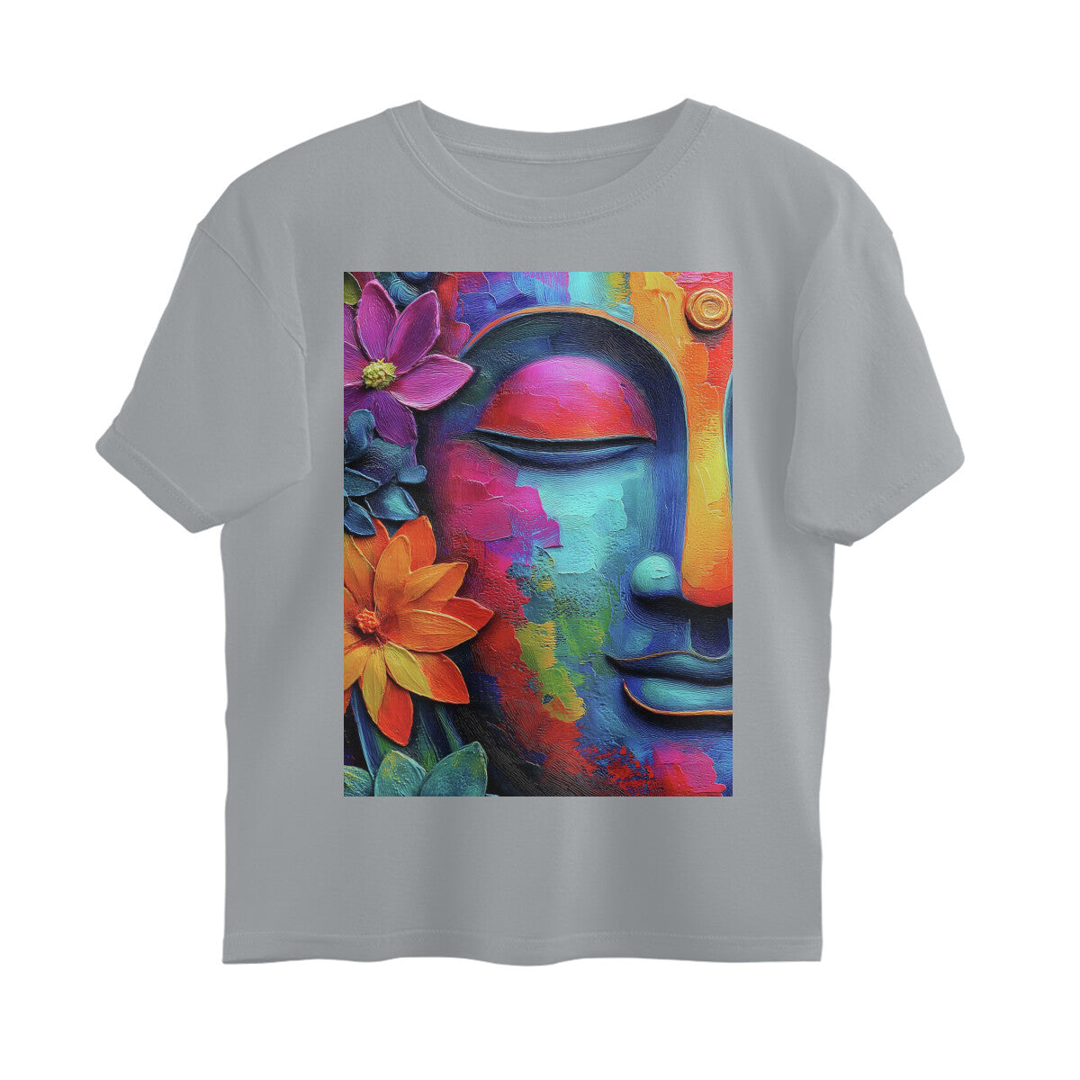 Front View - Karma — Oversized Tee Silver Frost