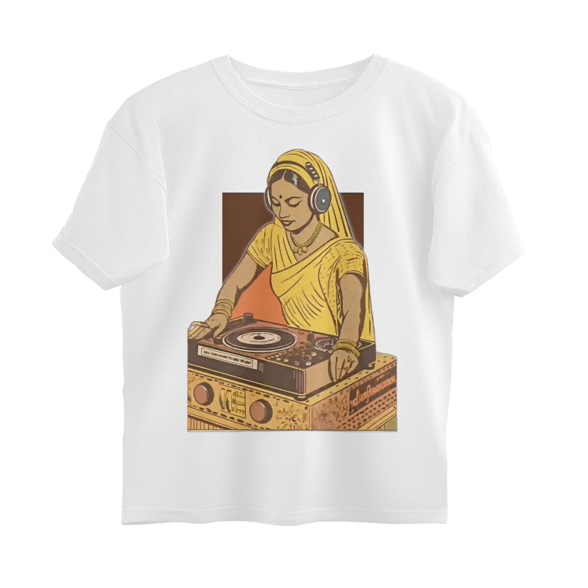 Front View - Desi Beats — Oversized Tee White