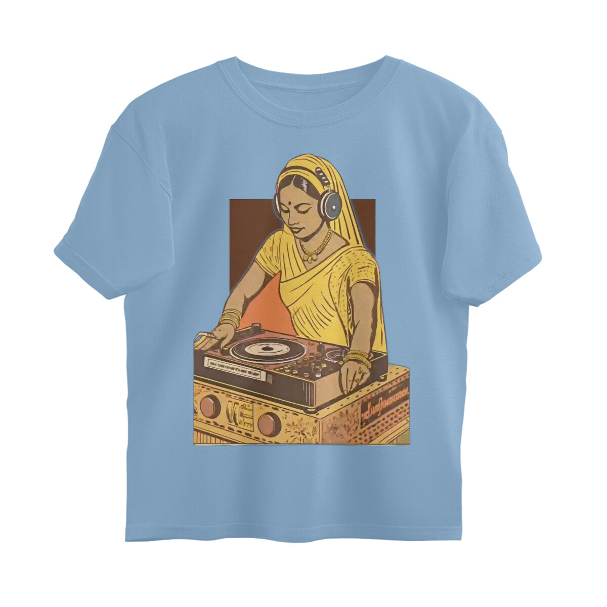 Front View - Desi Beats — Oversized Tee Baby Blue