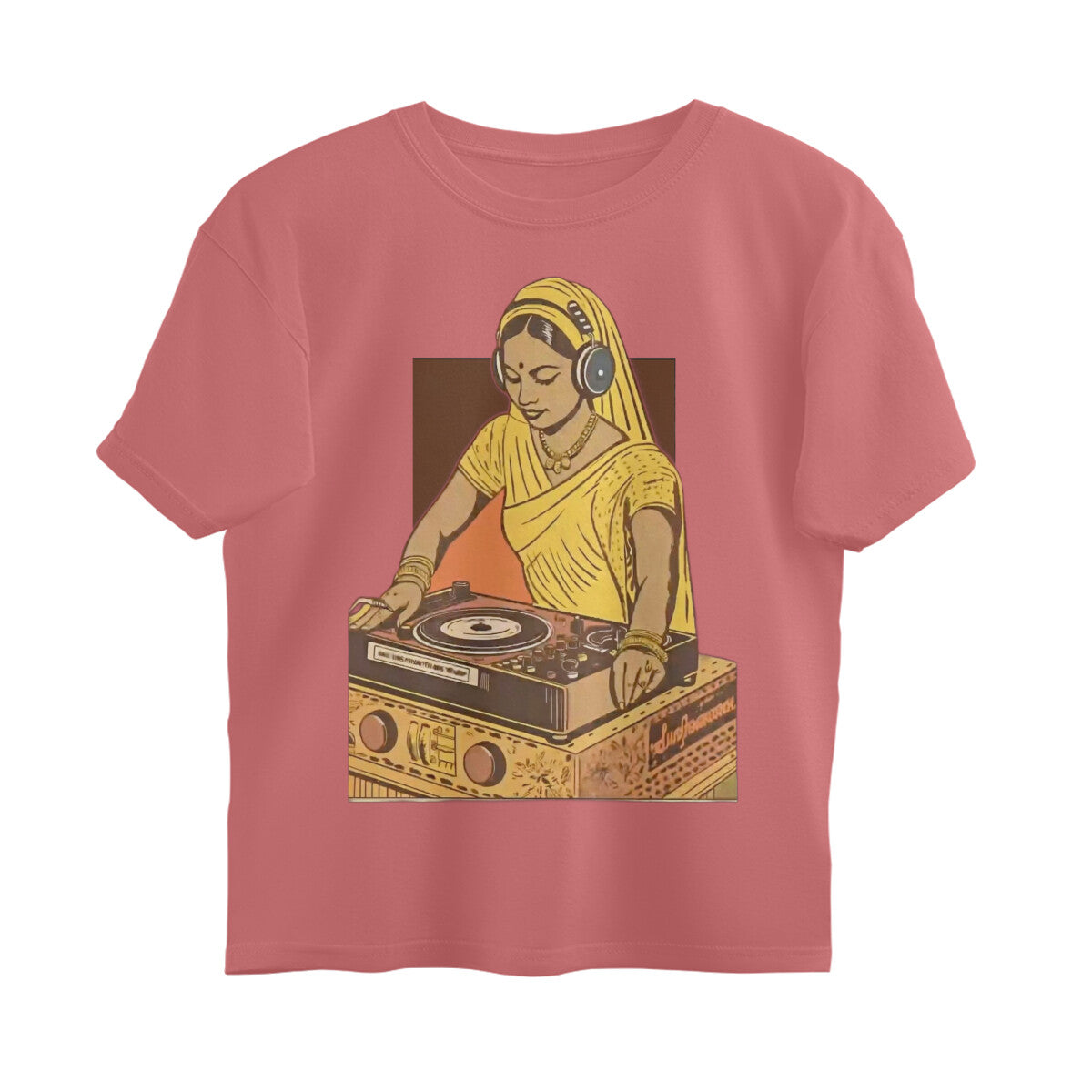 Front View - Desi Beats — Oversized Tee Dusty Rose